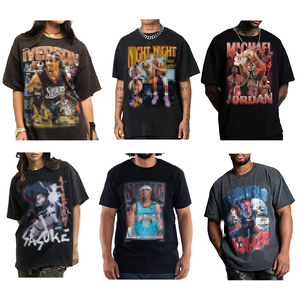 आकार के भारी वजन में गिरावट कंधे की स्ट्रीटवियर क्रेवनर विंटेज टी-शर्ट शर्ट प्रिंट ग्राफिक परेशान वॉश सूती पुरुषों - Product Image 2