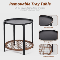 Ensemble bistrot de jardin en rotin tressé avec chaises à bascule, table d'appoint et coussins moelleux pour l'extérieur – Vente en gros