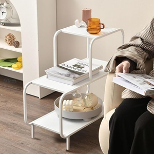 End <strong>Table</strong>, Iron Frame Narrow Side <strong>Table</strong> <strong>with</strong> 3-Tier Storage <strong>Shelf</strong>, Nightstand for Small Space Living Room Bedroom Patio - Product Image 2