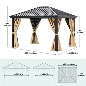 10 'x 12' อลูมิเนียม hardtop gazebo เหล็กชุบสังกะสีหลังคาจั่วกลางแจ้งลานถาวร hardtop ศาลาสำหรับดาดฟ้าสนามหลังบ้าน - Product Image 4