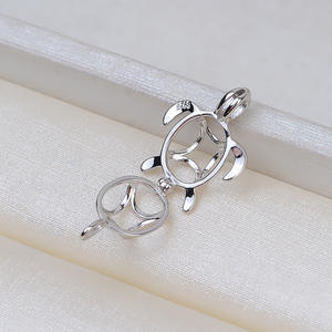 จี้เงินแท้ S925 รูปเต่าอายุยืน สำหรับทำที่คาดผมแบบไม่มีรู  พร้อมกรงใส่ไข่มุก 7-8 มม.  อะไหล่เครื่องประดับ DIY - Product Image 2