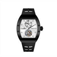 Montre Seagull Tourbillon Squelette ST8006 à Remontage Manuel, Indicateur d'Heure Lumineux, Bracelet en Silicone avec Petit Cadran