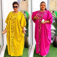 Nouvelle Mode Africaine Elégante Robe Boubou Grande Taille Printemps Couleur Solide Sequin Maxi Robe pour Femmes K0699