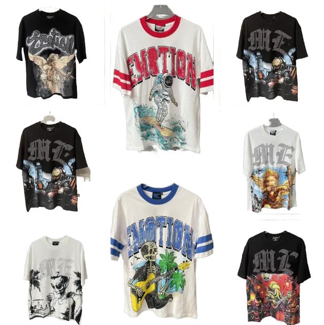 High Quality Heavyweight 100% Cotton  Graphic Printed Oversized T-Shirts for Men Vintage Streetwear Style