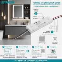 Protection contre les surcharges 24W/36W/48W/60W/90W, lampe de miroir de salle de bain, éclairage de vanité, alimentation LED à tension constante AC/DC, driver LED