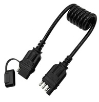 Amerikanisches RV 4-Pin Flachstecker-Anhänger-Verlängerungskabel, männlich auf weiblich, dehnbares Spiralkabel