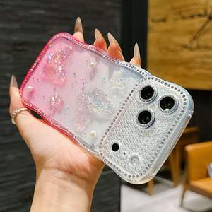 Coque de téléphone antichoc papillon avec protection caméra en diamant pour iPhone 17 Pro, motif vague - Product Image 5