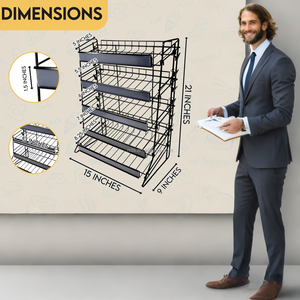 Présentoir <span class=keywords><strong>à</strong></span> bonbons de comptoir noir Snack & Chip Stand avec 5 étagères inclinées et 12 pinces <span class=keywords><strong>à</strong></span> croustilles - Product Image 4