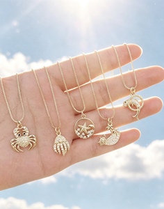 Gold Plated Zircon Sea Animal Pendant Necklace Fashion Jewelry Design Link <b>Chain</b> Micro Insert Jewelry for Women Pendant Necklace - Product Image 4