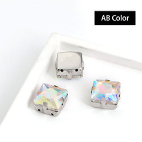 Accessoires de robe de mariée OEM : Strass à coudre en verre à dos plat avec perforation carrée pour vêtements, chaussures et sacs