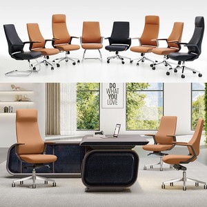 Sedia da Ufficio Direzionale Moderna in Pelle Bovina <span class=keywords><strong>di</strong></span> Lusso Italiana con Telaio in Acciaio Inossidabile e Funzione Reclinabile per <span class=keywords><strong>Studio</strong></span> e Computer - Product Image 3