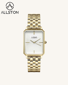 Đồng hồ nữ mặt vuông tối giản bằng thép không gỉ mạ vàng kiểu dáng thời trang kinh doanh năm 2025, vỏ hợp kim, mặt kính, in logo thương hiệu - Product Image 5
