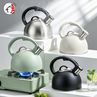Bouilloire sifflante automatique en acier inoxydable de 2,5 L, de qualité alimentaire, non toxique, compatible induction, gaz et électrique, en céramique