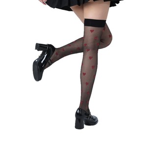 Japanese JK Style Heart Pattern Knee High Stockings 15D Thin Transparent Women's Spring Autumn Wear - Product Image 5