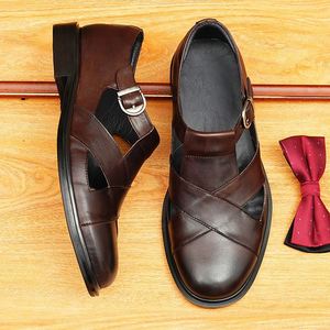 Chaussures en cuir décontractées à lacets pour hommes, grandes tailles 38-47 - Chaussures de marche antidérapantes à bout pointu - Product Image 4