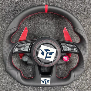 Volant <span class=keywords><strong>sport</strong></span> en cuir perforé <span class=keywords><strong>noir</strong></span> carbone pour Audi B8 B9 R8 A3 A4 A5 A6 A7 A8 Q5 Q7 MK3 TTRS TTS S3 Haute qualité - Product Image 1