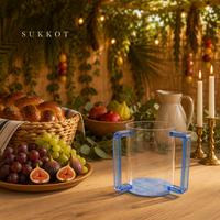 Tasse de lavage en acrylique avec double poignées Coupe de Kiddouche en lucite transparente pour Shabbat juif, Pâque
