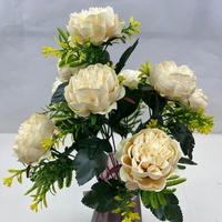 Buket Bunga Peony Buatan, Kepala Bunga Peony Sutra Palsu untuk Dekorasi Pernikahan dan Rumah