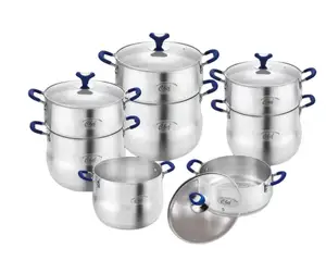 Hot Sale Kitchenware Set Soup Pot Steamer Pot Sanding Polish Aluminum Couscous Pot Set