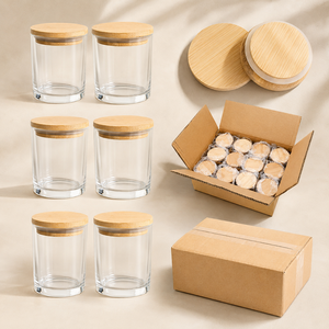 Wholesale Clear Glass Candle Jars with Bamboo Lids Empty Containers for Candle Making Custom Logo OEM Assorted Capacity