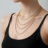 Collar de Cadena Minimalista de Acero Inoxidable con Baño de Oro PVD de 18K, Cadena Antideslustre, Joyería de Moda Hip Hop Unisex para Uso Diario