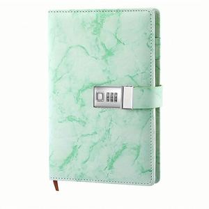 A5 Vintage <b>Marbled</b> PU Leather Password Book with Lock Customizable Secure Notebook for Personal or Office Use - Product Image 3