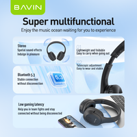 BAVIN Headset suara HiFi BH50, headphone Headset dua mode Bluetooth nirkabel latensi Gaming rendah