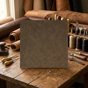Feuille de cuir de vachette véritable brun du Groupe JNA, épaisseur 0,8-1,2 mm, taille personnalisée, texture naturelle froissée pour les projets de bricolage - Product Image 2