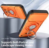 Coque de téléphone antichoc en TPU et PC avec anneau magnétique, support et protection coulissante pour objectif d'appareil photo pour iPhone 18 Pro Max, 18 Pro, 17, 16, 15