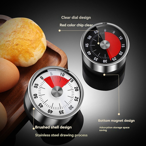 Temporizador de acero inoxidable Visualización de cocina con recordatorio de tiempo magnético Temporizador mecánico portátil - Product Image 2