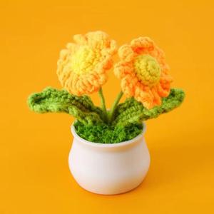 Kit de fleurs au <span class=keywords><strong>crochet</strong></span> en cachemire DIY, vente en gros d'usine, jouets au <span class=keywords><strong>crochet</strong></span> Amigurumi 4 pièces pour débutants, cadeau de remise de diplôme - Product Image 2