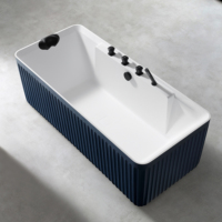 Baignoire de massage vert foncé en pierre artificielle avec motif pierre, baignoire de massage autonome