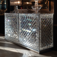 Meuble TV glamour à miroir en diamant écrasé Meuble TV élégant en cristal pour le salon Moderne de luxe pour la ferme