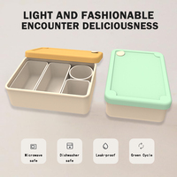Boîte à lunch en silicone à quatre compartiments haute capacité, réutilisable, sans BPA, boîte à lunch thermique pour enfants et adultes, loncheras, boîte à bento avec couvercle