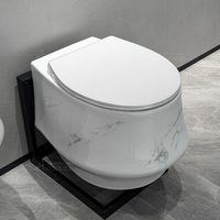 WC mural de luxe avec lavabo intégré, en céramique monobloc haute température, design marbre, ensemble de toilettes murales