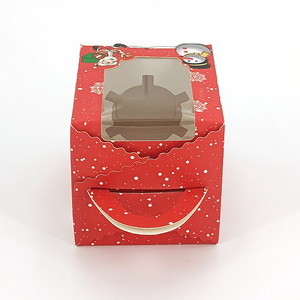 Custom Logo <strong>Red</strong> Christmas Packaging <strong>Boxes</strong> Eco-friendly Foldable Food Cupcake Window Packaging <strong>Boxes</strong> - Product Image 3