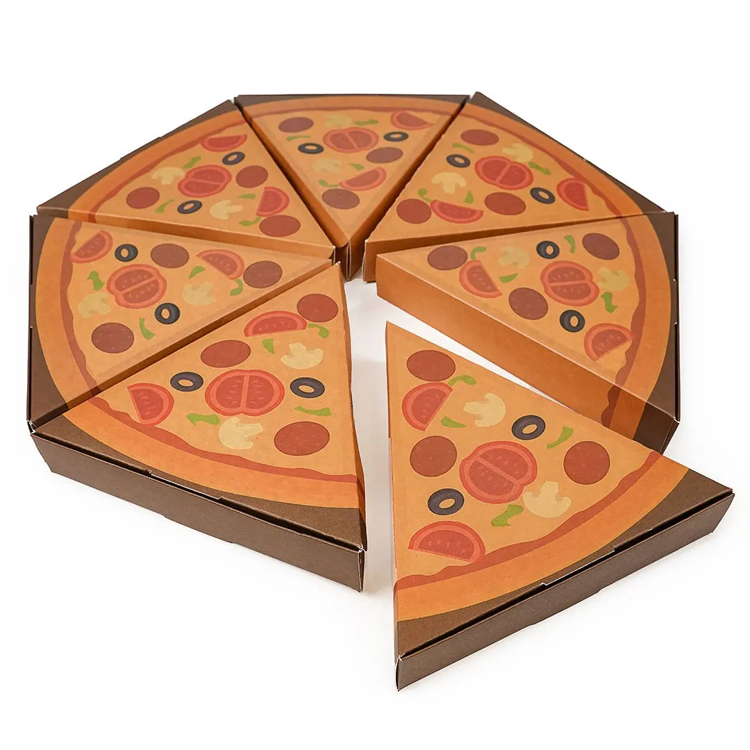 Scatola di imballaggio per pizza in carta con scatola di fette di pizza a triangolo di alta qualità stampata su misura
