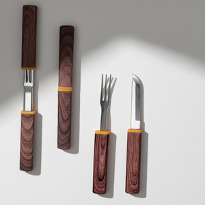 Ensemble de couverts de luxe en bois pour mariage, couteaux de cuisine et accessoires, fourchettes et couteaux en acier inoxydable, ensemble de couverts vintage - Product Image 1