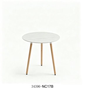 Round Marble <b>Top</b> <b>Dining</b> <b>Table</b> With Wood Legs Minimalist Modern Design 34396-NC17 - Product Image 1