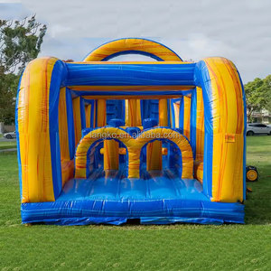<span class=keywords><strong>Parcours</strong></span> d'obstacles gonflable géant en PVC, couleur marbrée, avec toboggan et piscine d'eau intégrée - Product Image 2