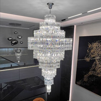 Lustre long en cristal de luxe, luminaire suspendu en cristal K9, luminaire de plafond, lustre moderne pour salon, pour hauteur double volume