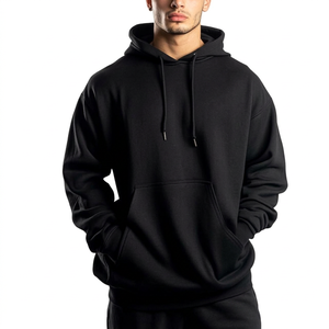 Men's Polyester/Cotton Hooded <b>Sweatshirt</b> Blank Drop Shoulder Hoodie Custom Logo Oversized Winter <b>Velour</b> Half Zip Hoodies for Men - Product Image 1