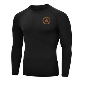 Camiseta de Manga Larga Negra para Hombre con Logotipo Personalizado, Impresión por Transferencia de Calor, Secado Rápido, Poliéster, para Adultos - Product Image 1