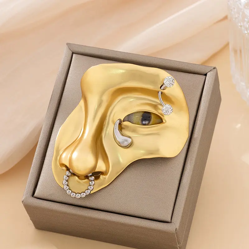 2024 Locke Gold Plated brooch Retro Art Clothing face brooch women fashion jewelry brooches