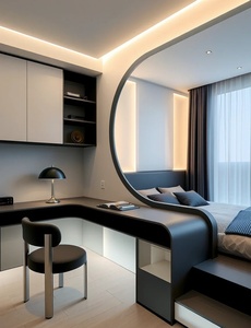 Juego de Muebles de Dormitorio de Madera Modernos y Personalizables para Niños, Cama Tatami, Librería, Armario, para Uso en Casa, Apartamento u Hotel, Diseño Completo - Product Image 2