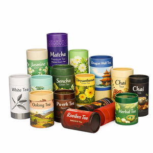 บรรจุภัณฑ์กล่องกระดาษแข็งทรงกระบอกสำหรับชา ชาใบหลวม กล่องของขวัญทรงกระบอกกลม พิมพ์ลายตามสั่ง โรงงาน OEM - Product Image 2