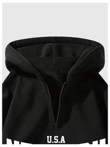 Men's Solid Color Pullover <b>Hoodies</b> Breathable Warm Winter Wear Made of Polyester/Cotton Material - Product Image 5