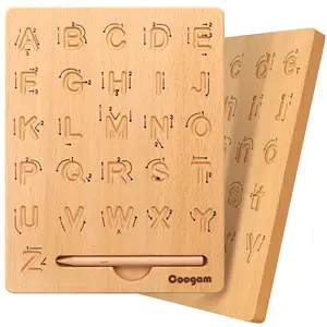 Wooden Letters Practicing Board Double-Sided Alphabet Tracing Tool Learning to Write ABC Educational Toy