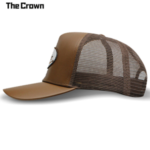 Casquette Trucker 5 Panneaux en Cuir PU avec Logo Personnalisé, Dos en Maille, Patch Oval Tissé – Vente en Gros et Fabrication - Product Image 3
