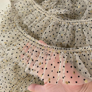 Larghezza 8 cm nastro poliestere oro nero a pois pizzo Chiffon <span class=keywords><strong>con</strong></span> volant morbido pizzo a rete per abito polsino bordo orlo - Product Image 5